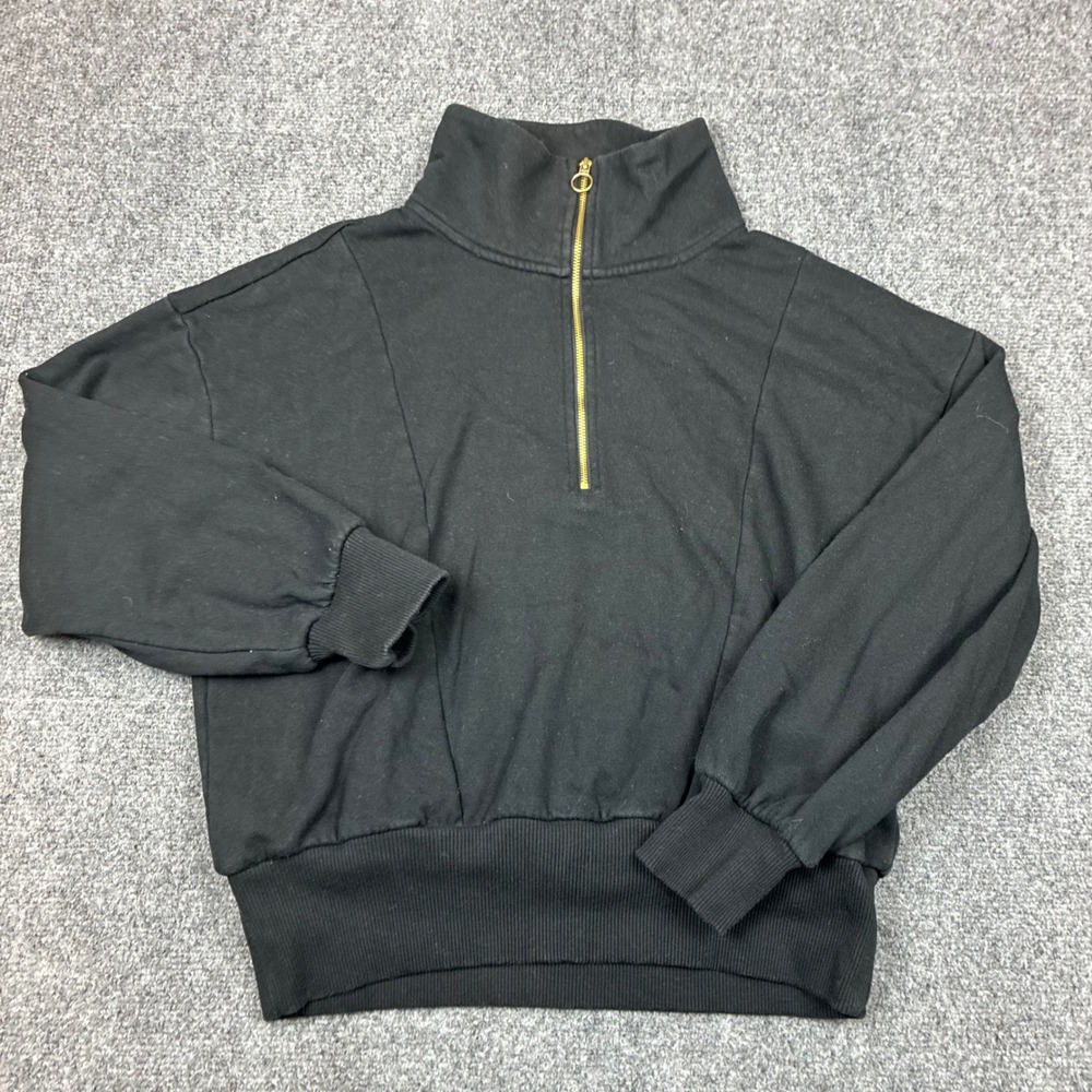 A New Day Womens Size Large Black Quarter Zip Pullover Sweatshirt Zip Up